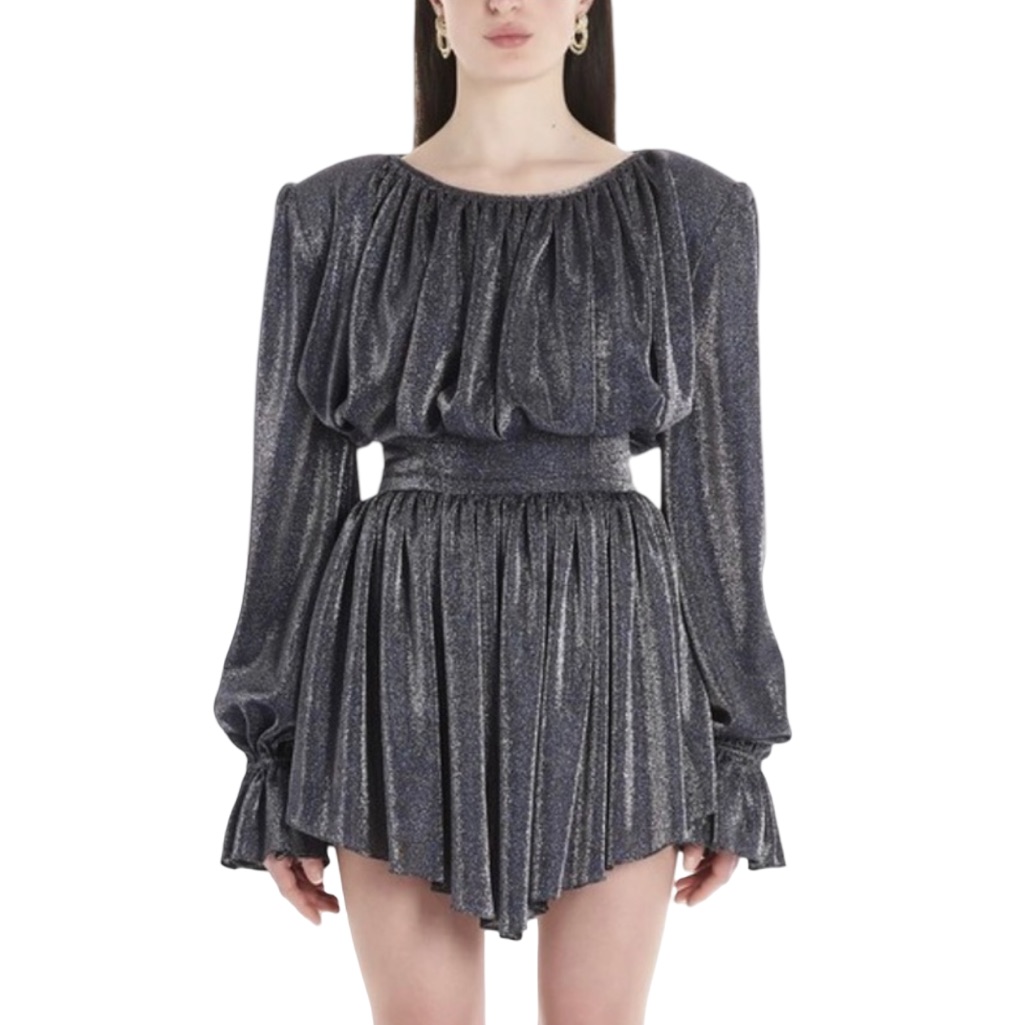 Nervi Dress Betty Metallic Blue Jersey Mini 80s Retro Cocktail Party It 40 Xs S